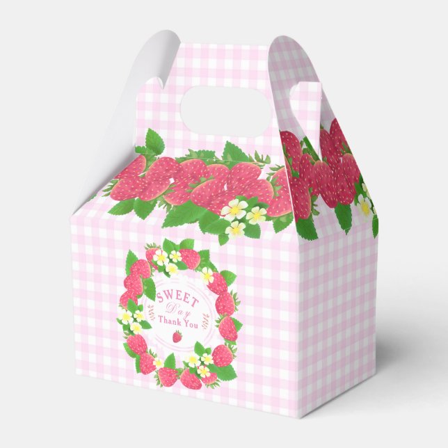 Strawberry Pink Gingham Geschenkschachtel (Vorderseite)