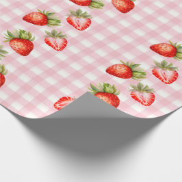 Strawberry Pink Gingham Wrapping Paper Geschenkpapier