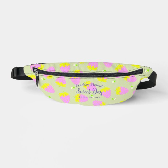 Strawberry Pink Green Fanny Pack Bauchtasche (Vorderseite)