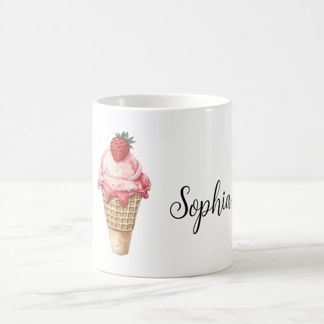 Strawberry Pink Ice Cream Cone Kaffeetasse (Mittel)