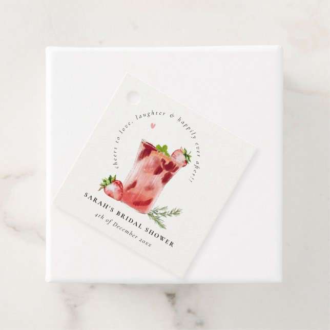 Strawberry Pink Margarita Cocktail Brautparty Geschenkanhänger (Beispiel)