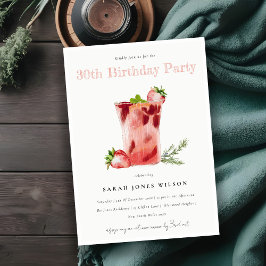 Strawberry Pink Margarita Cocktail jeden Geburtsta Einladung