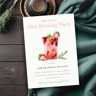 Strawberry Pink Margarita Cocktail jeden Geburtsta Einladung