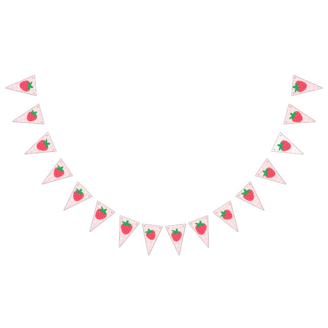Strawberry Pink Niedlich Berry Erster Geburtstag Wimpelkette (Alle)
