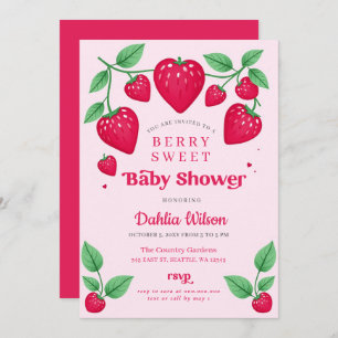 Strawberry Pink Red Berry Sweet Baby Dusche Einladung