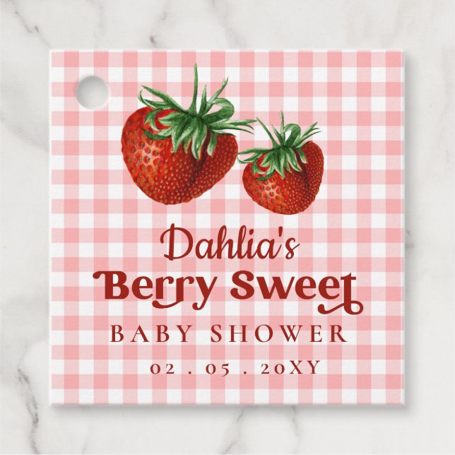 Strawberry Pink Red Berry Sweet Baby Dusche Geschenkanhänger (Vorderseite)