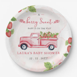 Strawberry Pink Red Berry Sweet Baby Dusche Pappteller