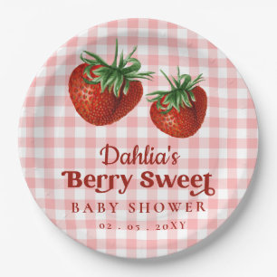 Strawberry Pink Red Berry Sweet Baby Dusche Pappteller
