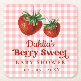 Strawberry Pink Red Berry Sweet Baby Dusche Rechteckiger Pappuntersetzer