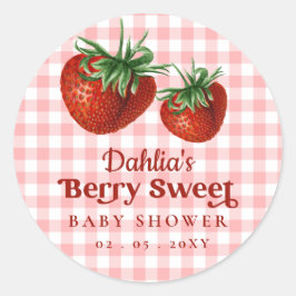 Strawberry Pink Red Berry Sweet Baby Dusche Runder Aufkleber