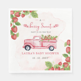 Strawberry Pink Red Berry Sweet Baby Dusche Serviette