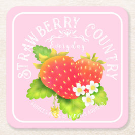 Strawberry Pink Square Paper Untersetzer