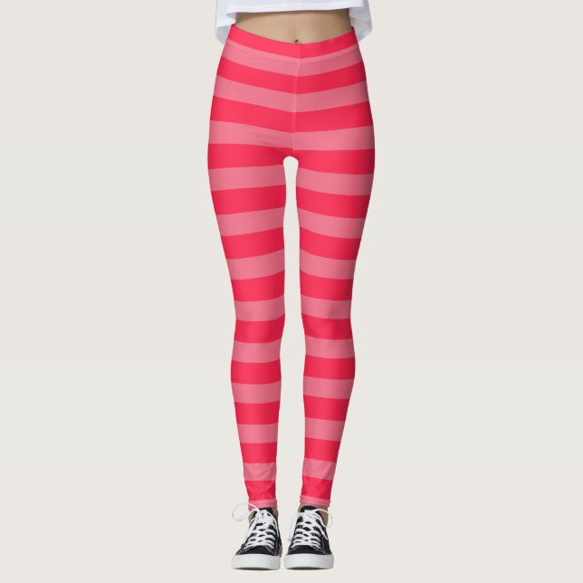 Strawberry Pink Valentine Halloween Kostüm Streife Leggings (Vorderseite)
