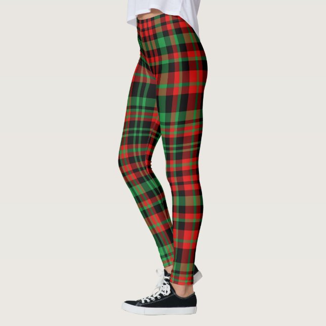 Strawberry Plaid Red and Green Christmas Outfit Leggings (Links)