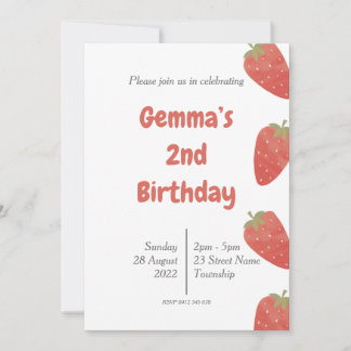 Strawberry Polka Dot Birthday Einladung