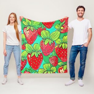 Strawberry Pop Art Pattern Fleecedecke