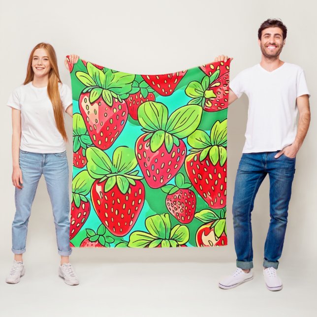 Strawberry Pop Art Pattern Fleecedecke (Beispiel)