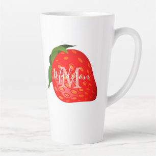 Strawberry Power Girl Monogramm Anfangsname Milchtasse