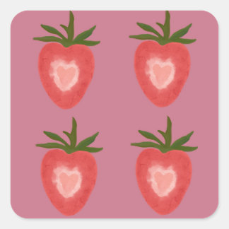 Strawberry Quadratischer Aufkleber