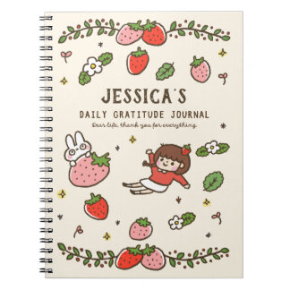Strawberry Rabbit Dankbarkeit Journal Personalisie Notizblock