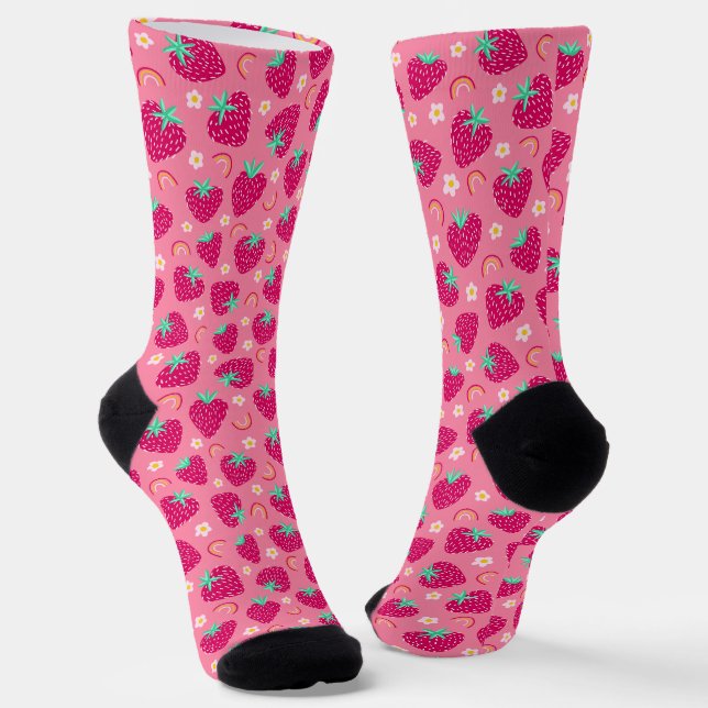 Strawberry Rainbow Daisy-Muster Socken (Gewinkelt)