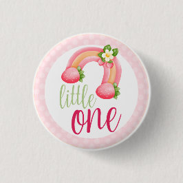 Strawberry Rainbow Gnome Baby Girl's 1. Geburtstag Button