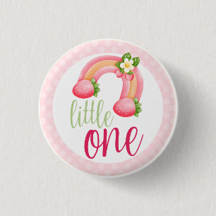 Strawberry Rainbow Gnome Baby Girl's 1. Geburtstag Button