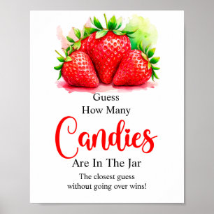 Strawberry rät, wie viele Candies Game Sign Poster