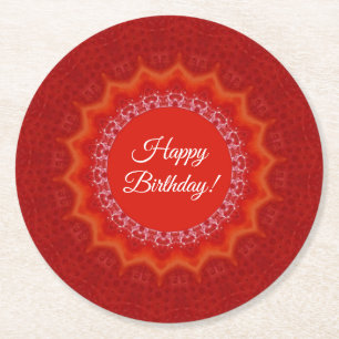Strawberry Red Gelatin Mold Happy Birthday Runder Pappuntersetzer