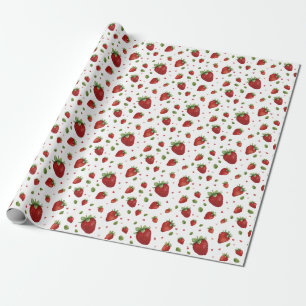 Strawberry Red Hearts Birthday Geschenkpapier