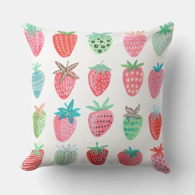 Strawberry Red Pattern Sommer Kissen (Vorderseite)