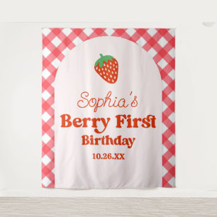 Strawberry Red Pink Berry Erster Geburtstag Party Wandteppich