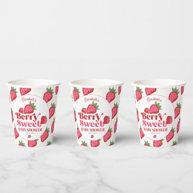 Strawberry Red Pink Berry Sweet Baby Dusche Pappbecher (Multi)