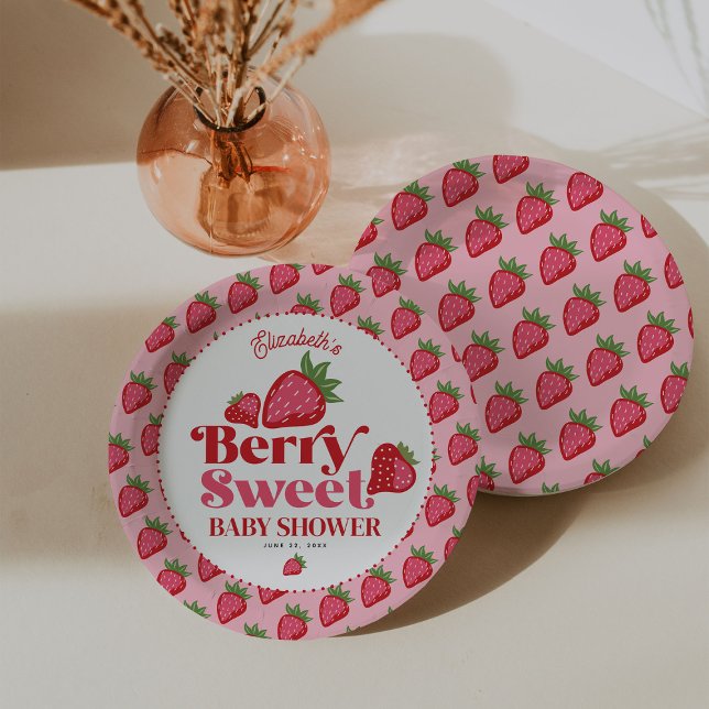 Strawberry Red Pink Berry Sweet Baby Dusche Pappteller (Von Creator hochgeladen)