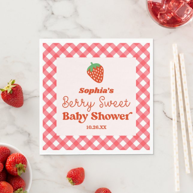 Strawberry Red Pink Berry Sweet Baby Dusche Serviette (Beispiel)