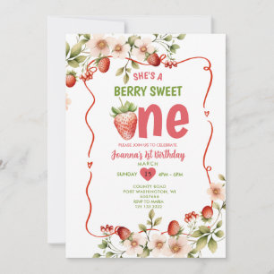 Strawberry Red Sweet One Berry 1. Geburtstag Einladung