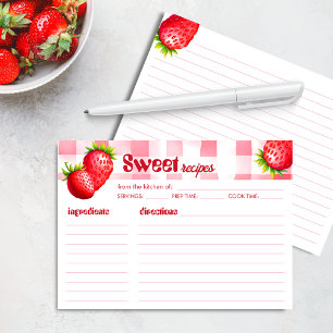 Strawberry Retro Rezept Card Brautparty Geschenk Einladung