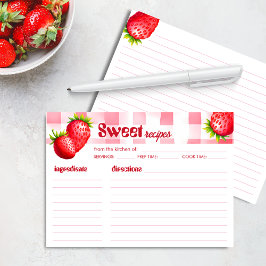 Strawberry Retro Rezept Card Brautparty Geschenk Einladung