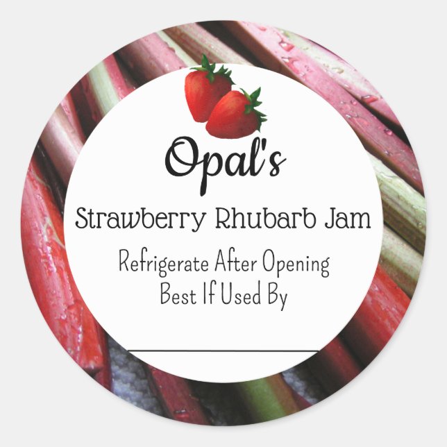 Strawberry Rhubarb Jam Custom Canning Jar Sticker (Vorderseite)