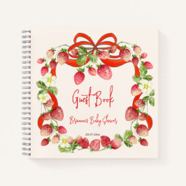 Strawberry Ribbon Bowling Dusche Gästebuch Notizbuch