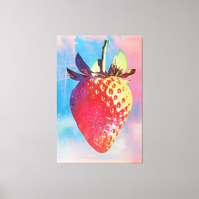 Strawberry Risograph Leinwanddruck (Vorderseite)
