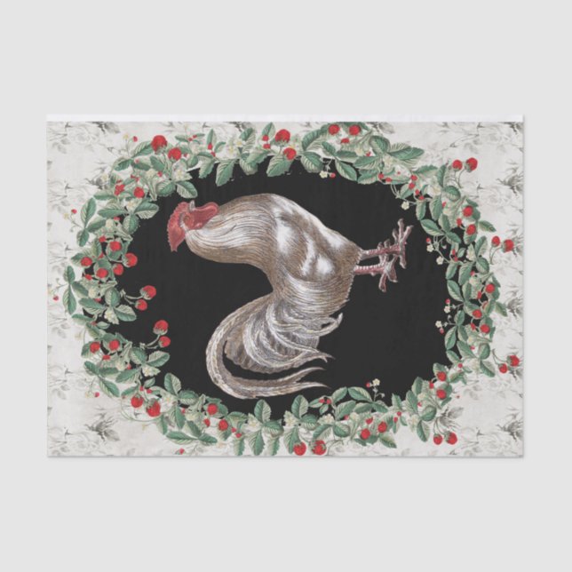 Strawberry Rooster One Seidenpapier (Vorderseite)