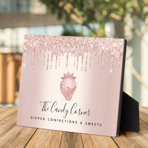 Strawberry Rose Gold Glitzer Tropfen Dessert Süßig Fotoplatte