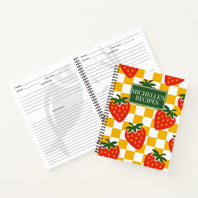 Strawberry Rustic Farmhouse Country Check Recipe Notizbuch (Innenseite)