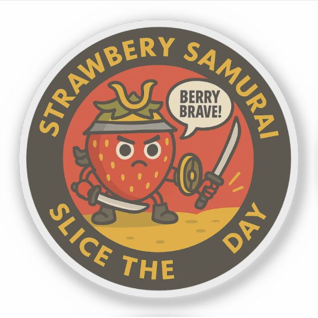 Strawberry Samurai Slice The Day  Aufkleber (Vorderseite)