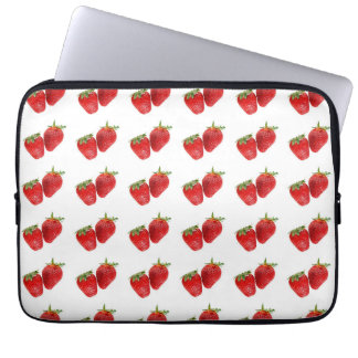 Strawberry Seamless Pattern - Cute Red Fruit on Wh Laptopschutzhülle