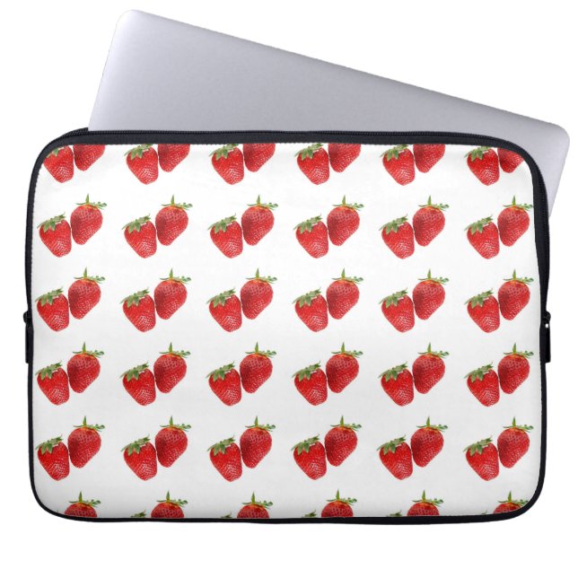 Strawberry Seamless Pattern - Cute Red Fruit on Wh Laptopschutzhülle (Vorderseite)