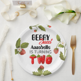 Strawberry Second Birthday Pappteller