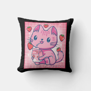 Strawberry Shake Strawberry Milk Kat Kawaii Neko G Kissen