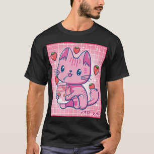 Strawberry Shake Strawberry Milk Kat Kawaii Neko G T-Shirt